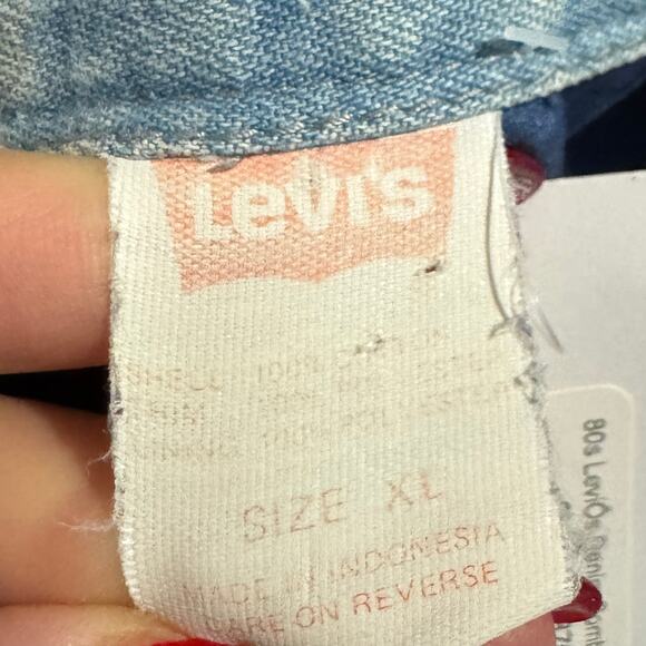 80s Levi’s Denim Bomber Jacket Size XL - Picture 9 of 10